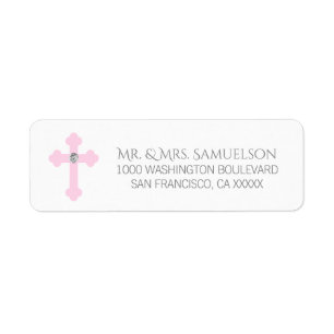 Christening / Baptisme / Communauté roze kruismei Etiket