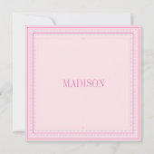 Christening Baptisme Naming Pink Simple Modern Ann Aankondiging (Achterkant)