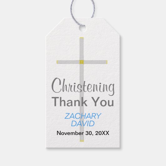 Christening Bedankt Silver Cross Blue Cadeaulabel (Voorkant)