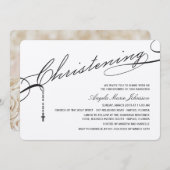 Christening Black Script Cross Foto Religies Kaart (Voorkant / Achterkant)