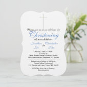 Christening Blue Twins Invitations (Debout devant)
