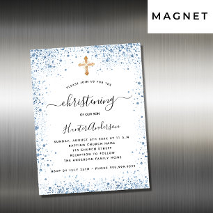 Christening boy blue white goudmazen magneet