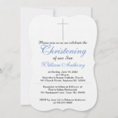 Christening Cross Blue Uitnodigingen (Voorkant)