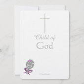 Christening Cross Pink Baby Rattle Invitations (Dos)