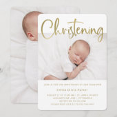 Christening | Eenvoudig minimaal goud met twee fot Kaart (Voorkant / Achterkant)