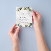 Christening eucalyptus greenery marble-uitnodiging flyer (Hand)