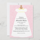 Christening Gown (roze) Baptism Invitation Kaart (Voorkant)