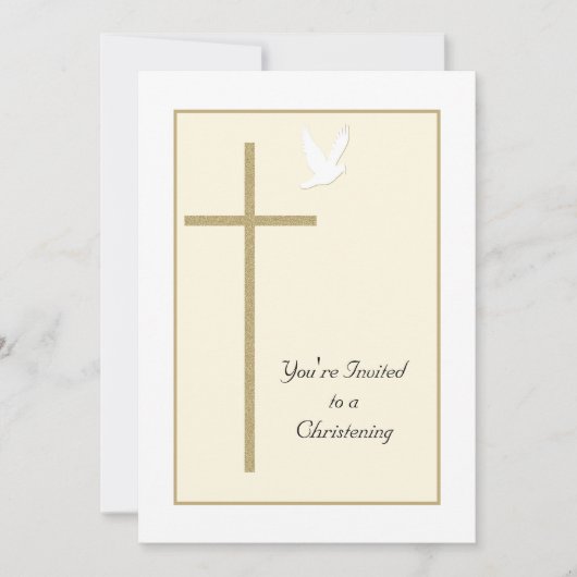 Christening Invitation Modèle Cross and Dove (Devant)