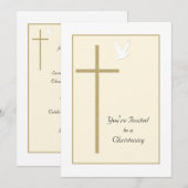 Christening Invitation Modèle Cross and Dove (Devant / Derrière)