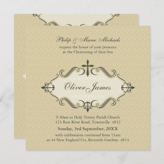 CHRISTENING INVITATIONS :: viva 4SQ (Devant / Derrière)