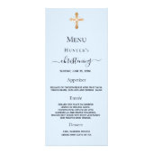Christening Menu lichtblauwe jongen gouden kruis (Voorkant)