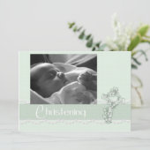 Christening Mint Green Invitation (Debout devant)