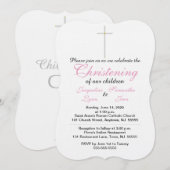 Christening Pink Twins Kaart (Voorkant / Achterkant)