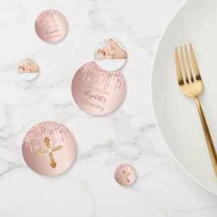 Christening roos goud glitter druppelt foto confetti