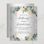 Christening Silver Eucalyptus greenery-uitnodiging (Voorkant / Achterkant)