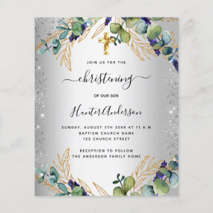 Christening Silver Eucalyptus greenery-uitnodiging