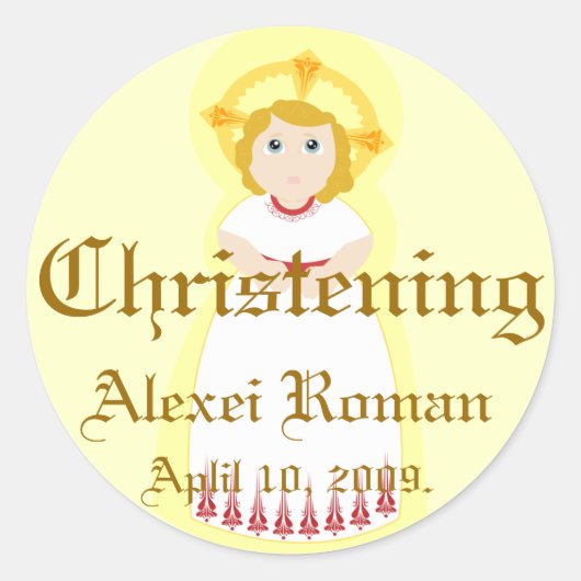 Christening Sticker-Customize Ronde Sticker (Voorkant)
