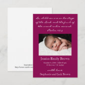 Christian Baby Girl Faire-part de naissance (Devant / Derrière)