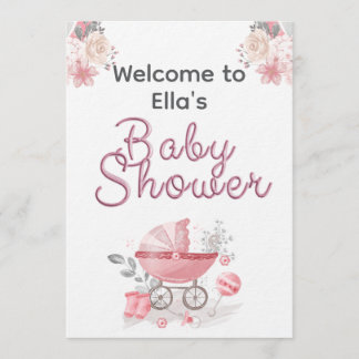 Christian Baby Girl Shower Personalized Text Photo Kaart