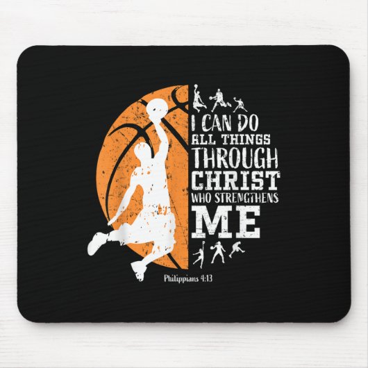 Christian Basketball I Can Do All Things Through C Muismat (Voorkant)