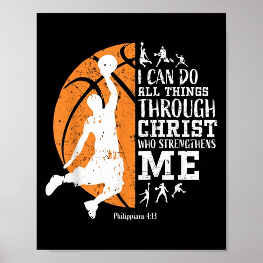 Christian Basketball I Can Do All Things Through C Poster (Voorkant)