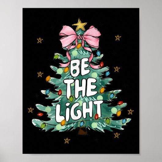 Christian Be The Light Christmas Tree Bible Verse Poster (Voorkant)