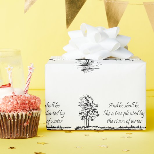 Christian Bible Encouraging Scripture Psalm 1:3  Cadeaupapier (Verjaardagsfeest)