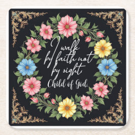 Christian Bible-Inspired Floral Vierkante Kartonnen Onderzetter