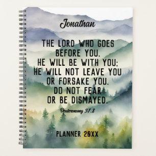 Christian Bible Verse Aquarelle Montagnes Nom