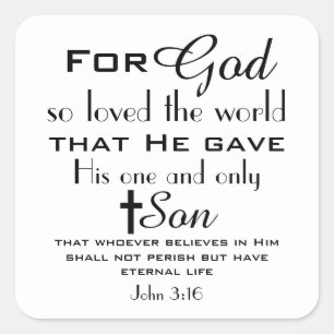Christian Bible Verse Jean 3:16 Stickers