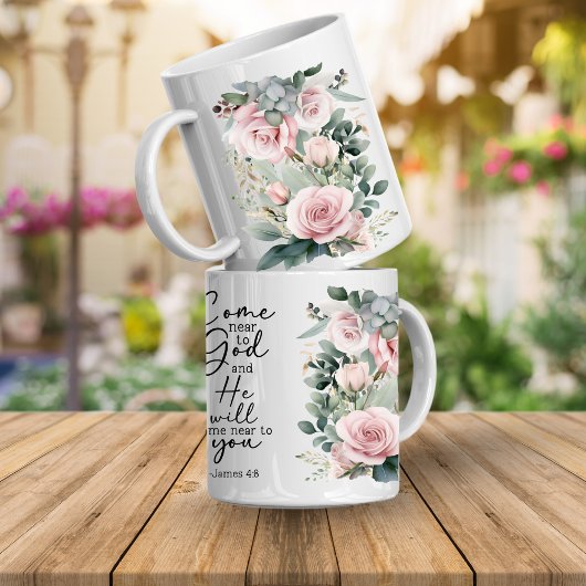 Christian Bible Verse Psalms Floral Coffee Mug