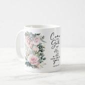 Christian Bible Verse Psalms Floral Coffee Mug (Devant gauche)