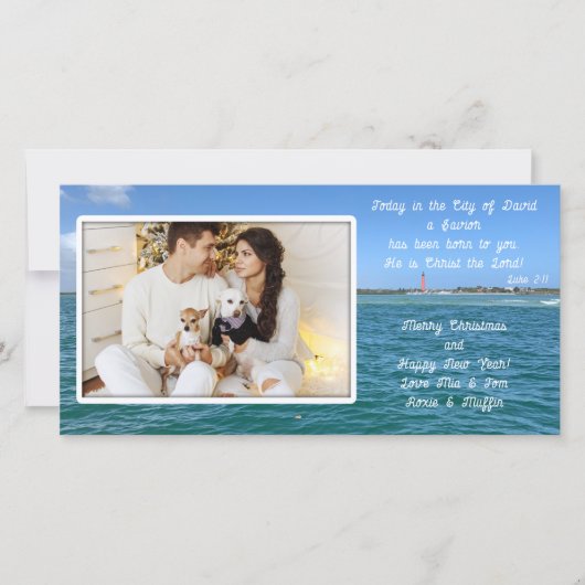 Christian Christmas Lighthouse Ocean Carte photo (Devant)