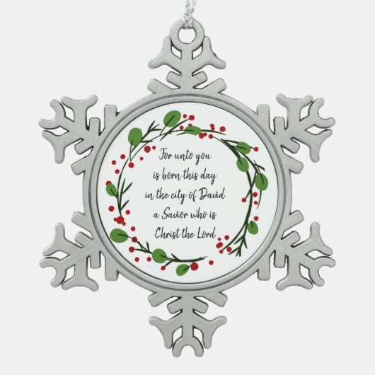 Christian Christmas Scripture Sticker Scripture Tin Sneeuwvlok Ornament (Voorkant)