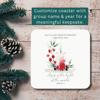 Christian Christmas Scripture Stylish Custom Event Vierkante Kartonnen Onderzetter