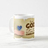 Christian Christmas Thank God blue heart Mug (Devant gauche)