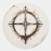 Christian Cross Compass Sticker (Devant)