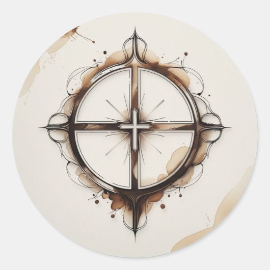 Christian Cross Compass Sticker (Devant)