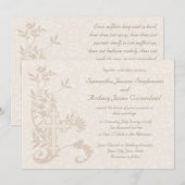 Christian Cross Flourish White Wedding Invitations (Devant / Derrière)