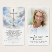 Christian Cross Forever in Our Hearts Prayer Cards (Devant & derrière)