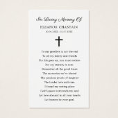 Christian Cross Funeral Memorial Prayer Cards (Dos)