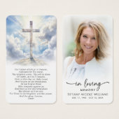 Christian Cross In Loving Memory Prayer Cards (Devant & derrière)