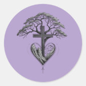 Christian Cross Tree Mountain Heart Sticker (Devant)