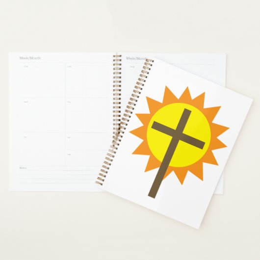 Christian Cross with Yellow Sun and Orange Rays (Devant avec enveloppe)