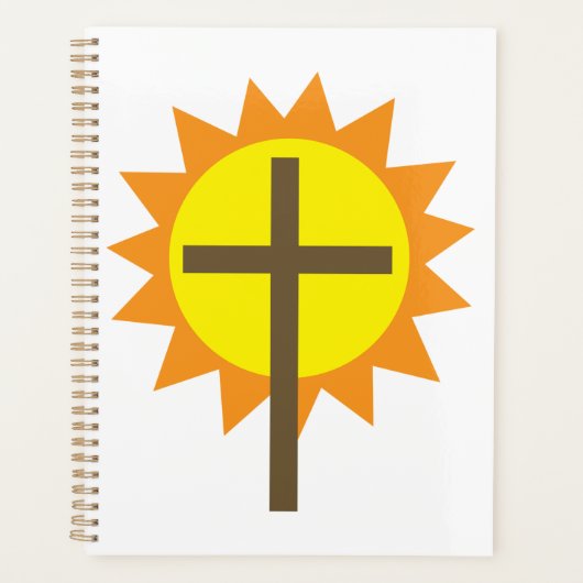 Christian Cross with Yellow Sun and Orange Rays Planner (Voorkant)