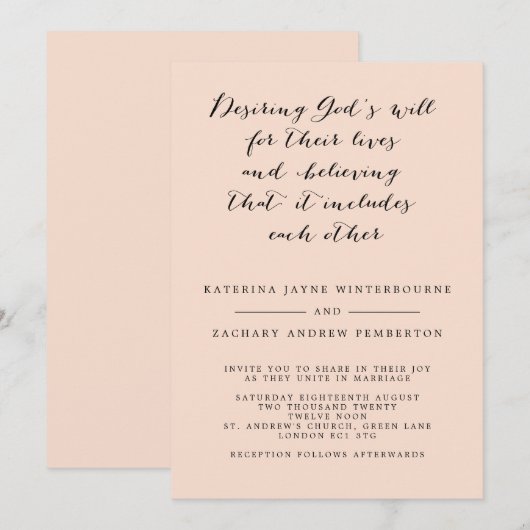 Christian Elegant Script Faire-part de mariage (Devant / Derrière)