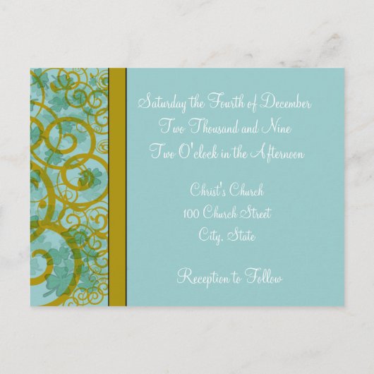 Christian Faire-part de mariage bleu vert (Dos)