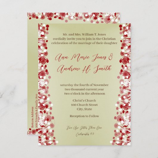 Christian Faire-part de mariage Carmel et Blueberr (Devant / Derrière)