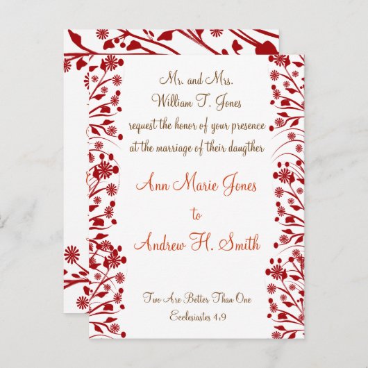 Christian Faire-part de mariage Carmel et Blueberr (Devant / Derrière)