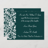 Christian Faire-part de mariage Deep Turquoise (Devant / Derrière)